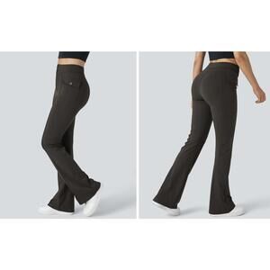 HALARA High Waisted Flare Cargo Pants in Hazlenut Black (X-SMALL)